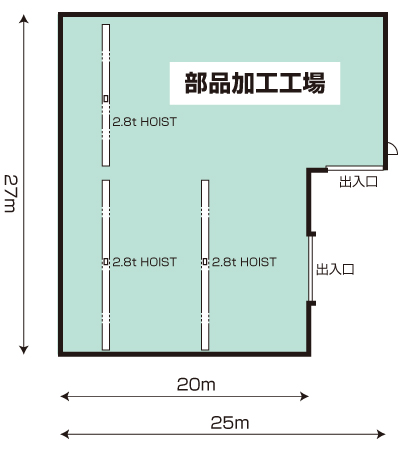 部品加工工場　見取り図